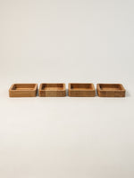 4 bölmeli ahşap çerezlik – Voss 4'lü Kare Ahşap Çerezlik Seti 13 x 13 x 1.8 cm | Noords