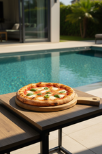ahşap pizza tahtası – Nykop Saplı Yuvarlak Ahşap Pizza Tahtası 28 x 38 x 1.8 cm | Noords